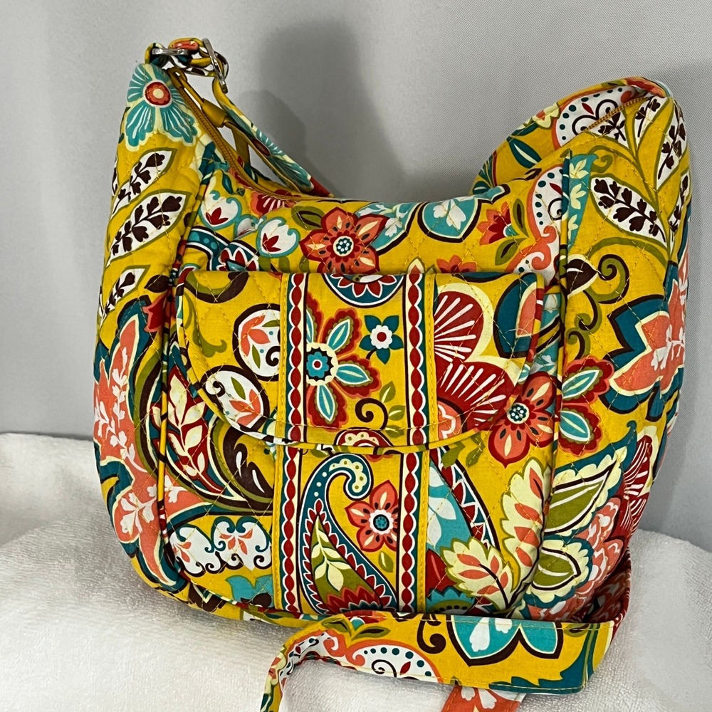 Vera Bradley Womans Clare Crossbody Shoulder Bag Provencal Paisley Floral Yellow